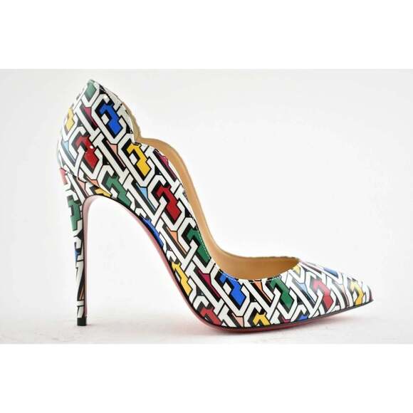 Christian Louboutin Hot Chick 100 Patent CL 3D Black White Red Heel Pump 38 - Picture 2 of 12